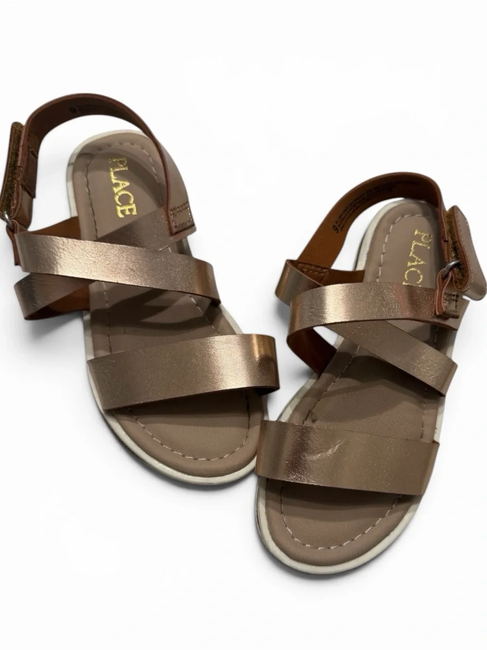 The Children’s Place Toddler Girls Rose Gold Metallic Strappy Sandals Size 9